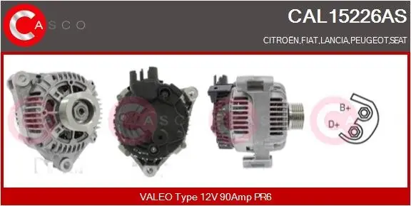 Do wyczerpania zapasów ALTERNATOR 12V 90A CASCO CAL15226AS