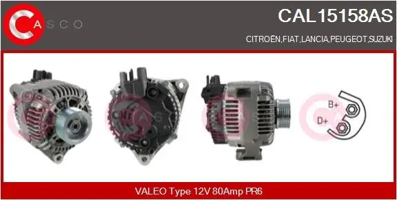 ALTERNATOR 12V 80A CASCO CAL15158AS Zniżka