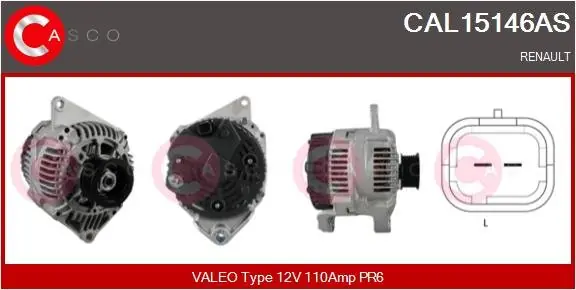 Zamów teraz ALTERNATOR 12V 110A CASCO CAL15146AS