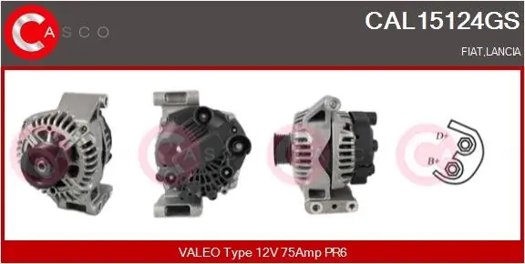 ALTERNATOR 12V 75A CASCO CAL15124GS Darmowa dostawa
